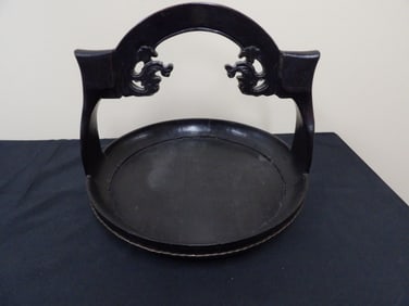 Antique Chinese wooden dragon carrying tray