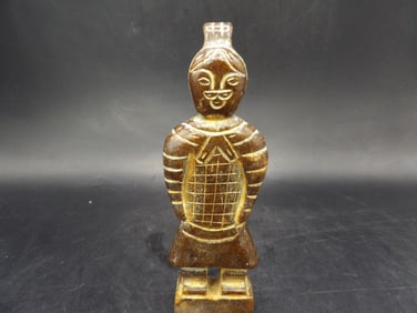 Chinese jade warrior carving statue