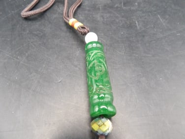Chinese carved green jade tube