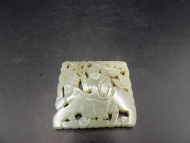 Qing dynasty antique Chinese Nephrite Jade Plaque Carving