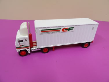 Diecast model of a Consolidated Freightways semi-truck