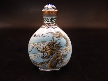 Chinese copper enamel dragon snuff bottle