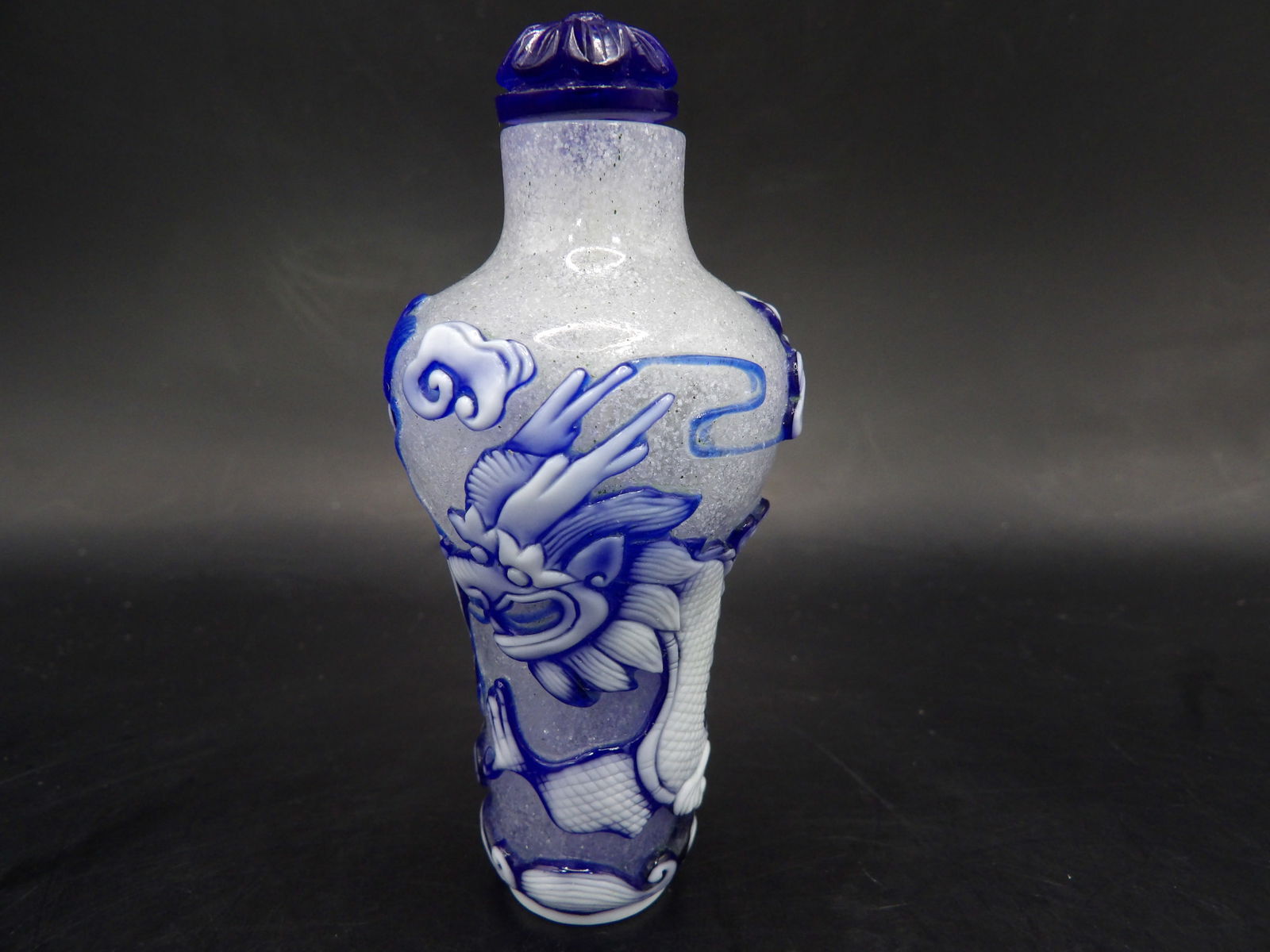 antique Chinese 2-color overlay dragon glass snuff bottle (1 of 7)