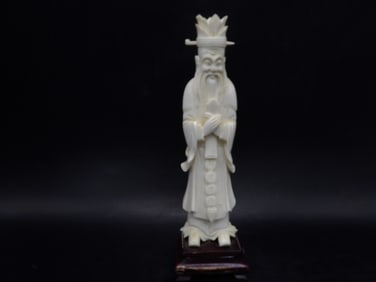 Very fine carved natural material antique Chinese scholar figurine - No Export