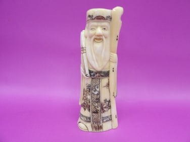 Fine Japanese natural material carving statue signed on the bottom