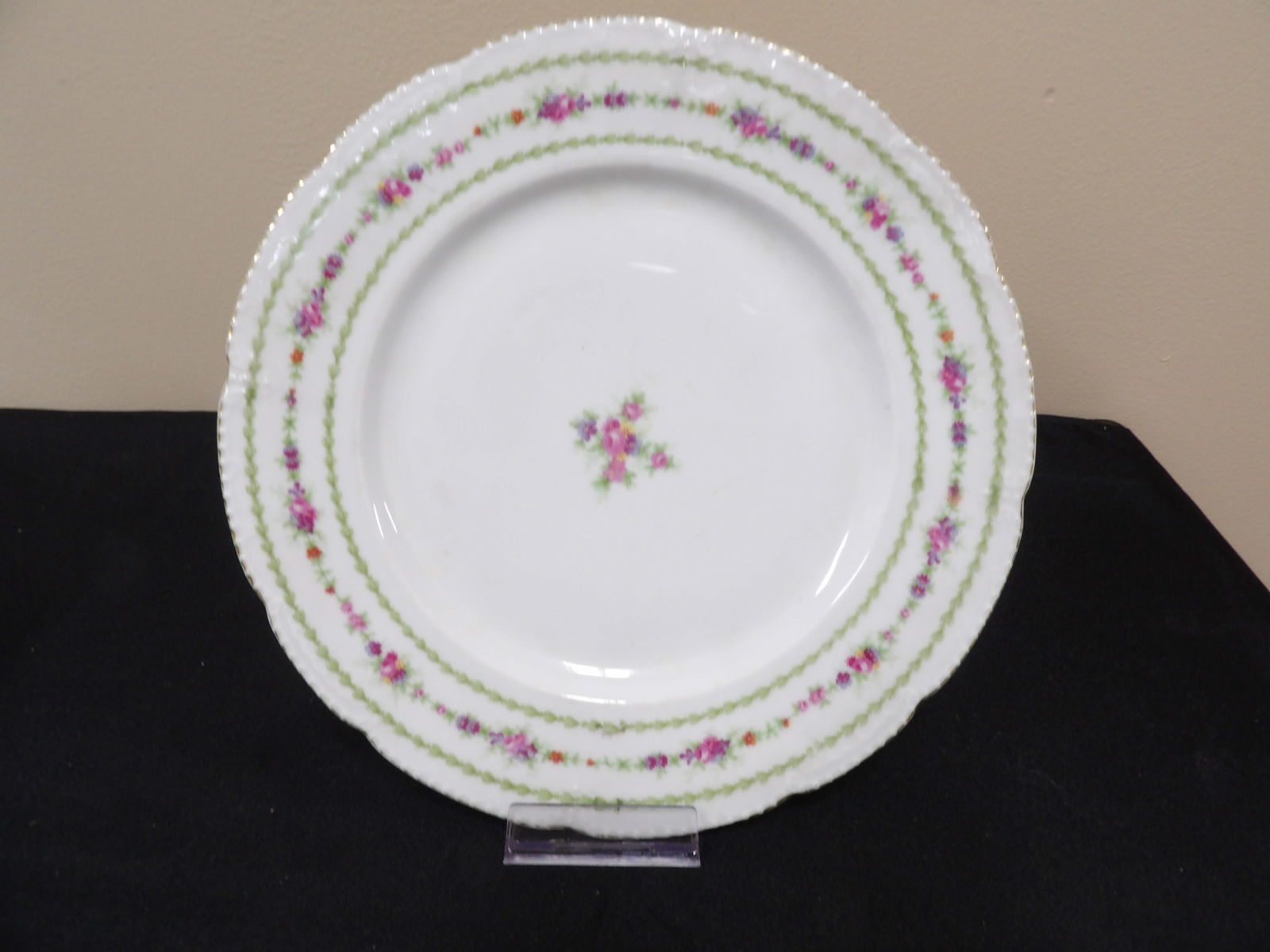 Bassett Limoges Austria porcelain plate with floral and vine decoration circa 1900 - 1920 (1 of 5)