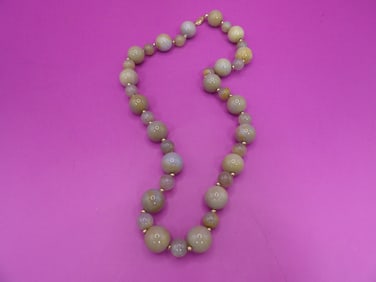 Chinese jade gold beaded necklace marked 14k on clasp - Self arranged shipping is in house shipping.