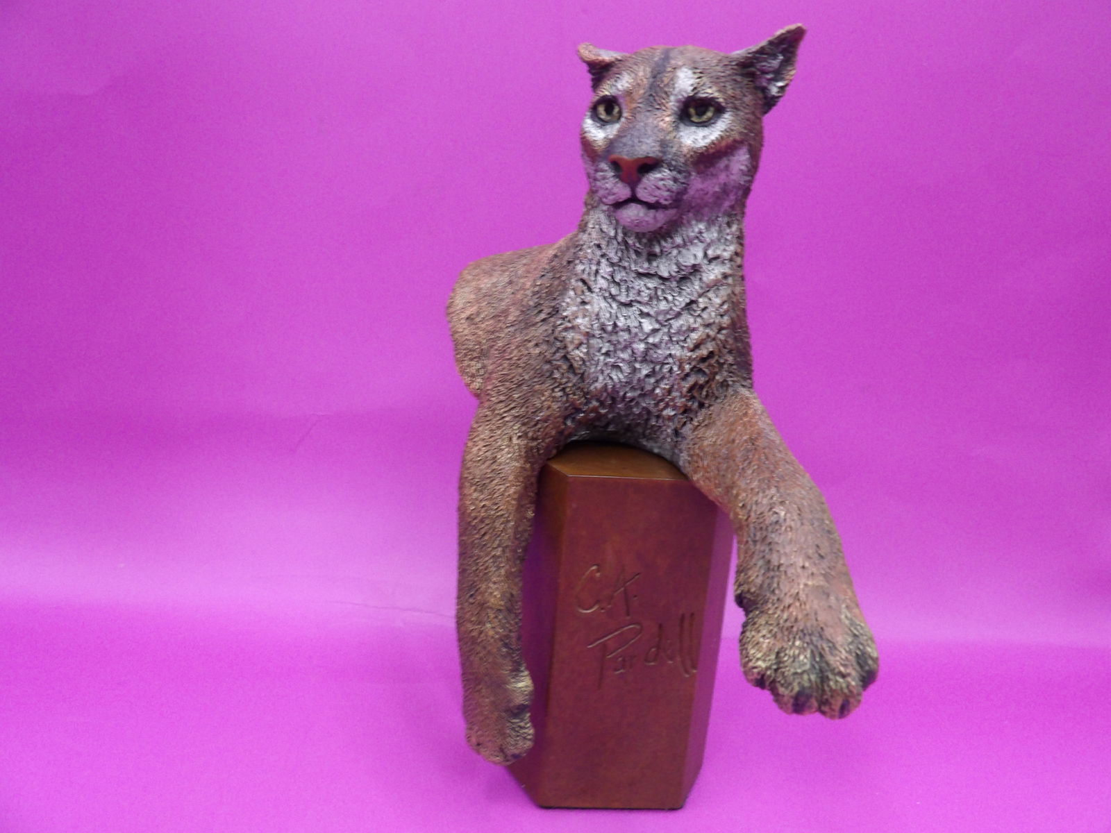 fine bronze sculpture of rocky mountain cougar by artist C. A. Pardell (1 of 7)