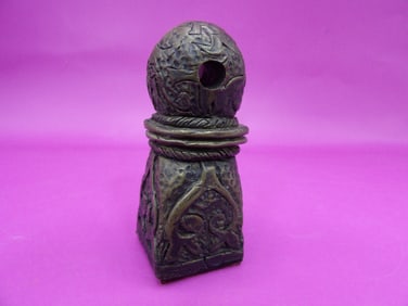 Tibetan or Nepalese carved metal temple seal stamp - Entire auction is no reserve.