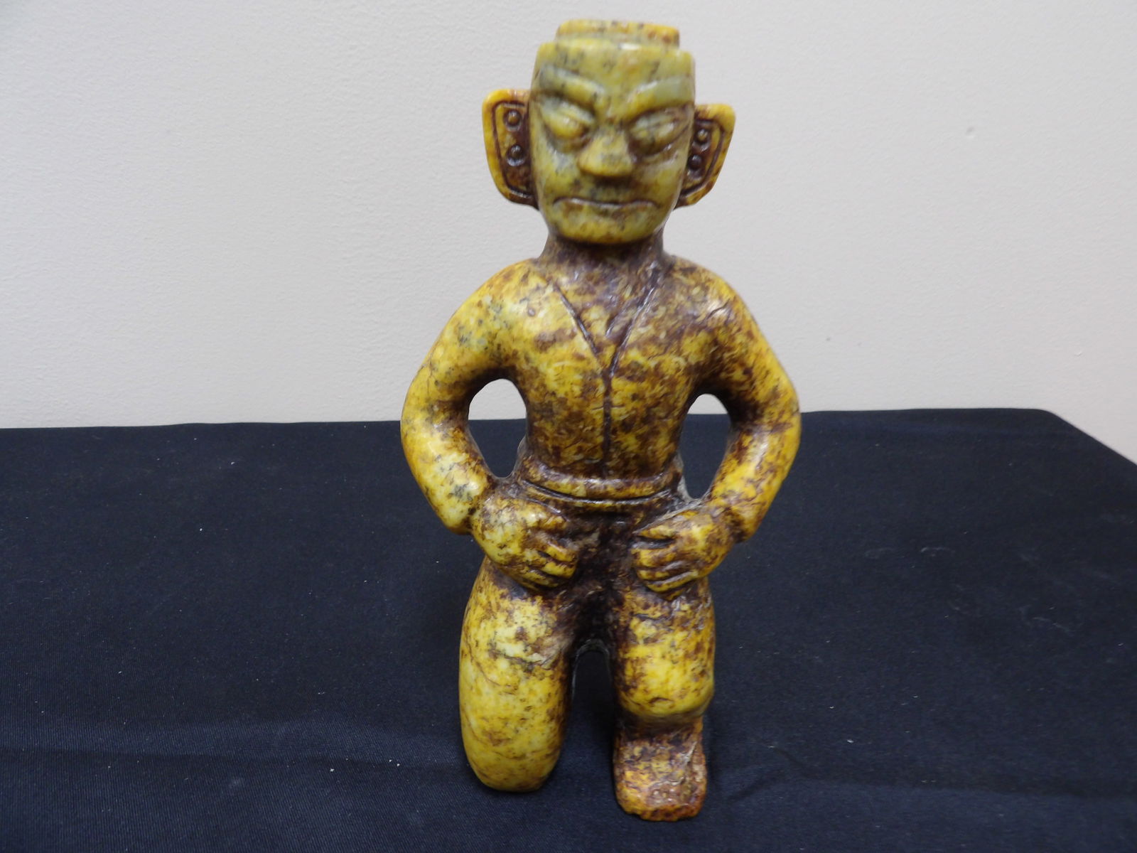Chinese jade carved kneeling man figurine (1 of 5)