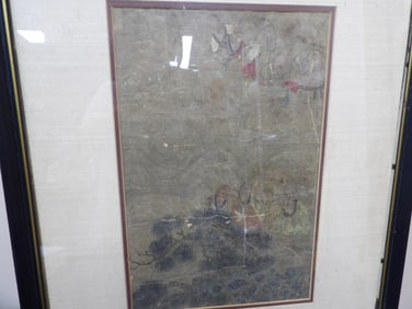 Framed antique Chinese Qing dynasty Gouache painting on silk