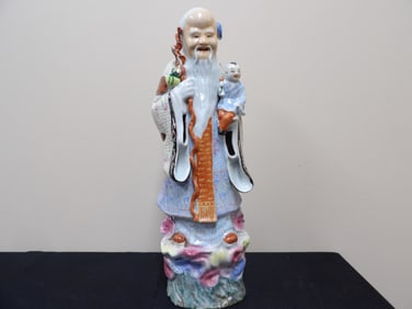 very fine quality Chinese antique Longevity God large statue over 15 inches