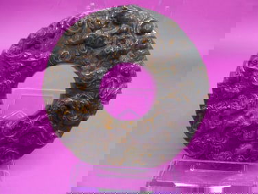 Chinese nephrite jade carved Chilong Bi