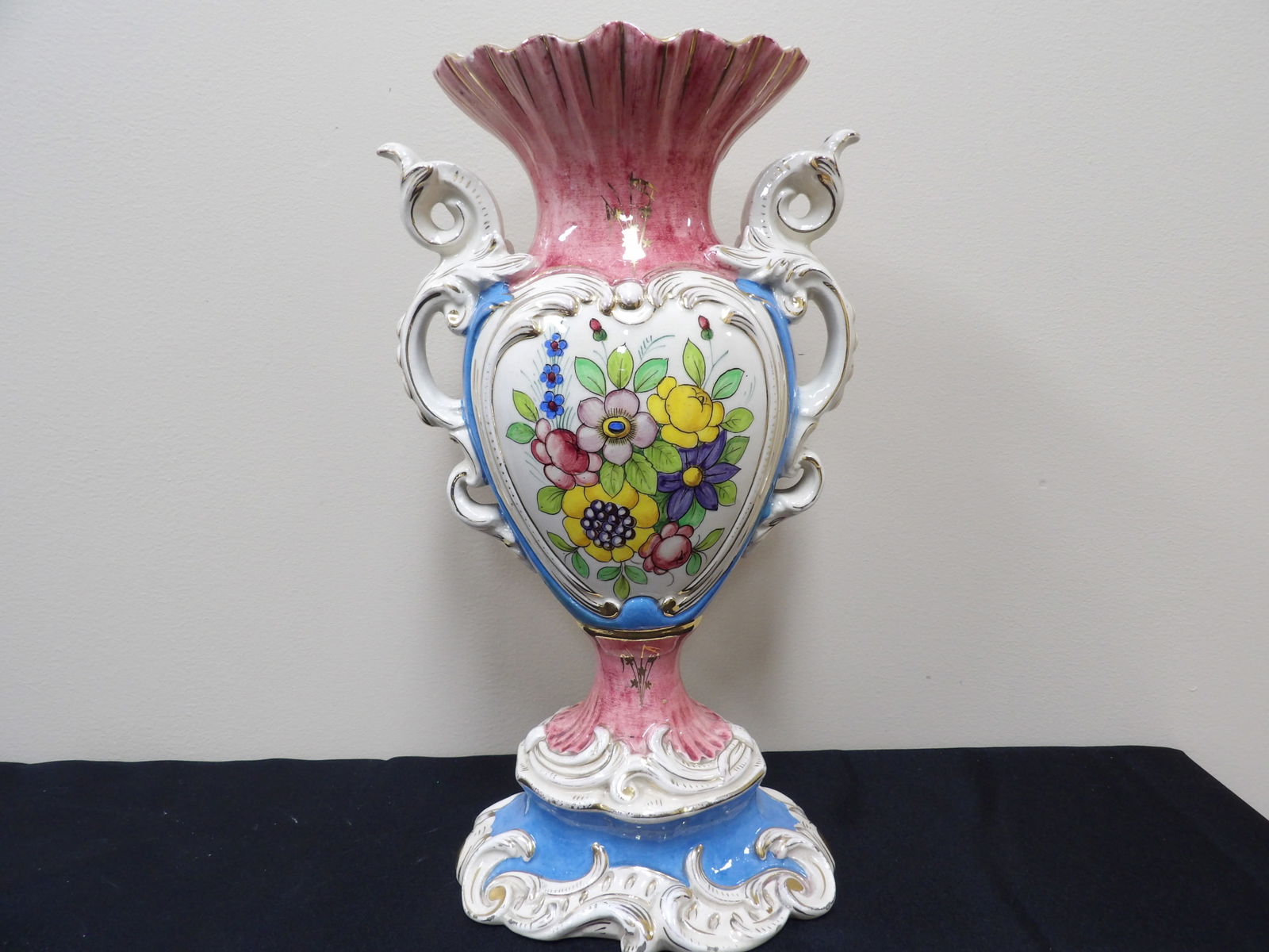 antique Italian Rococo hand painted porcelain vase signed 1852 Italy (1 of 7)