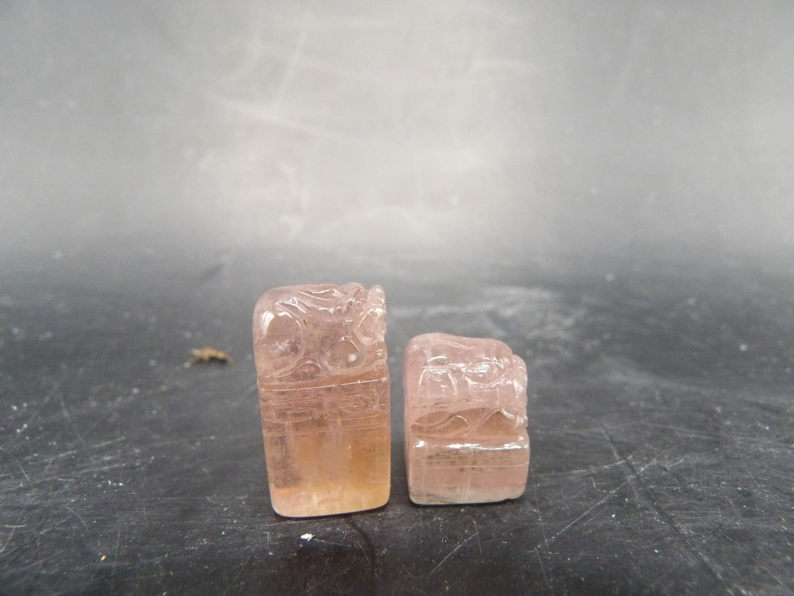lot of 2 Chinese tourmaline zodiac animal uncut stamp seals (1 of 5)