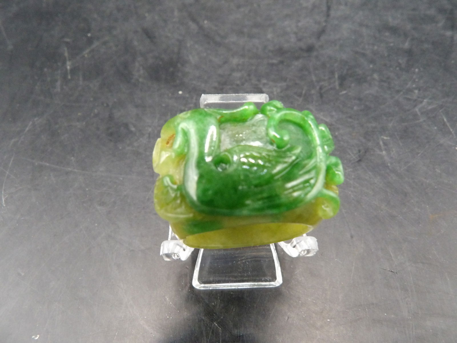 Chinese jadeite jade carved phoenix ring (1 of 5)