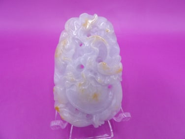 Fine quality jadeite jade large pendant double sided carving turtle fish