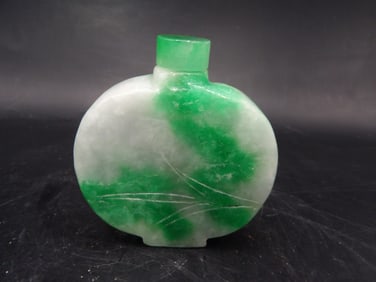 Chinese jadeite jade carving in the shape of a bottle