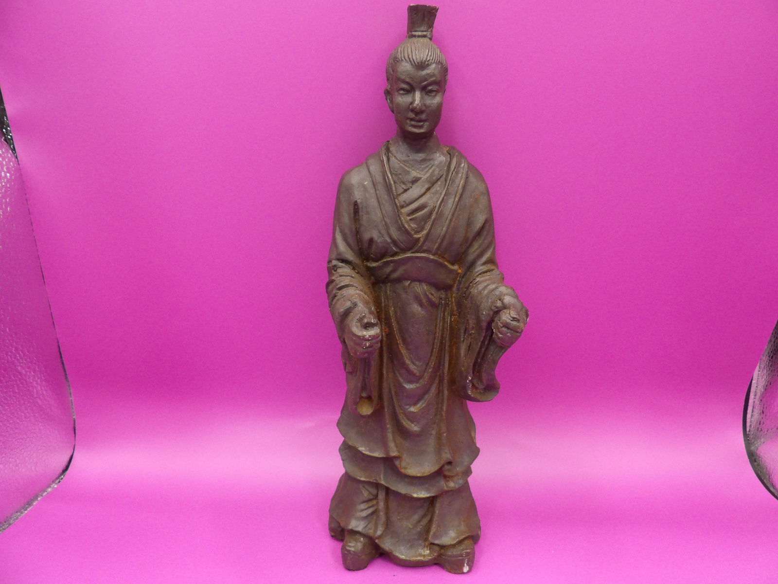 Japanese bronze statue of a samurai likely from Meiji era (1 of 5)
