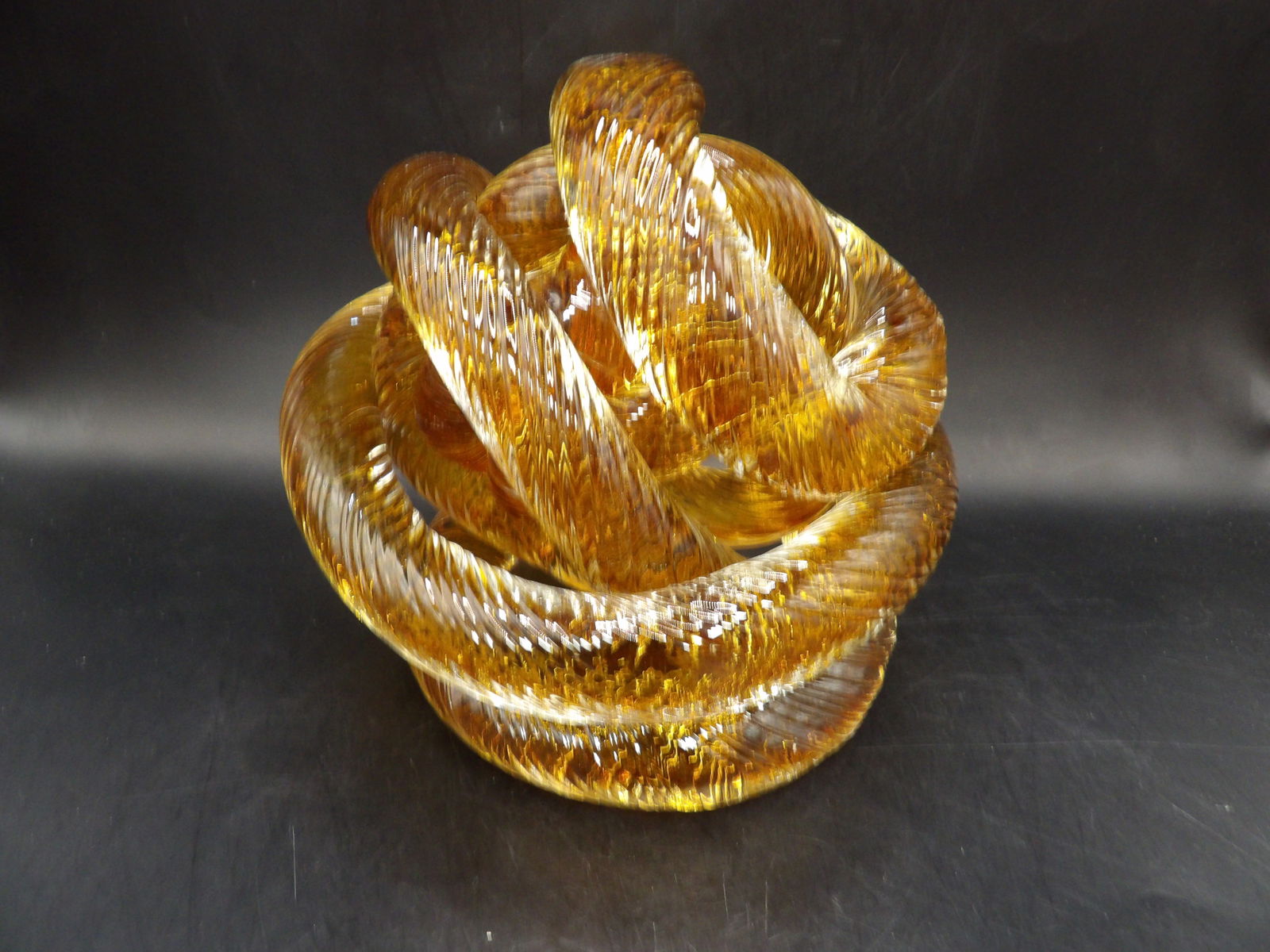 Large vintage art glass textured rope infinity knot paperweight over 5 lbs (1 of 5)