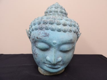 Antique Southeast Asia large bronze Buddha head