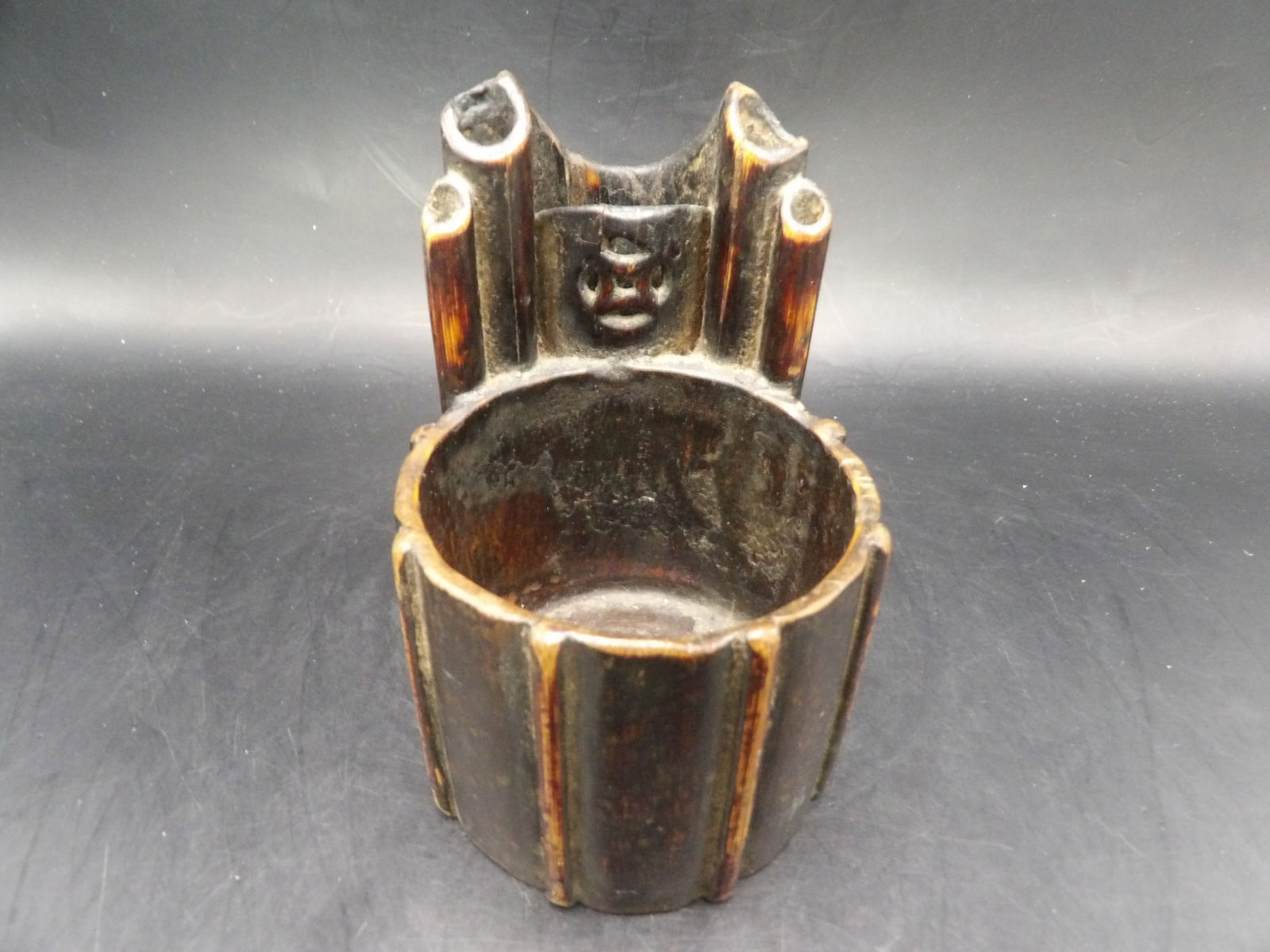 Chinese antique carved wooden brush holder (1 of 5)