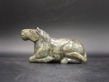 Fine Chinese Burnt Nephrite Jade Large Horse Carving 689 grams