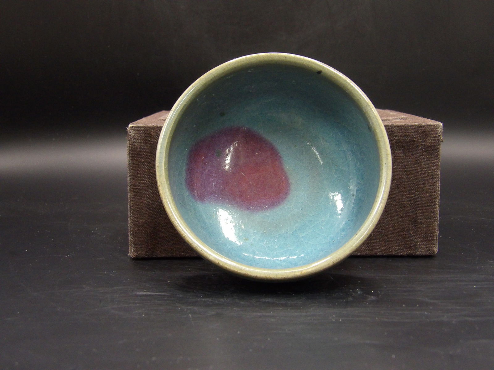 Chinese Antique Jun Kiln Porcelain Bowl: 3.5 x 3.5 x 1.9 inches. Box is not included.