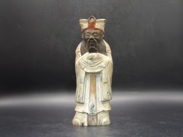 Chinese or Japanese Bronze Standing Figure In Court Robes