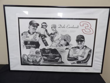 Framed Dale Earnhardt lithograph limited edition 51/1000 signed