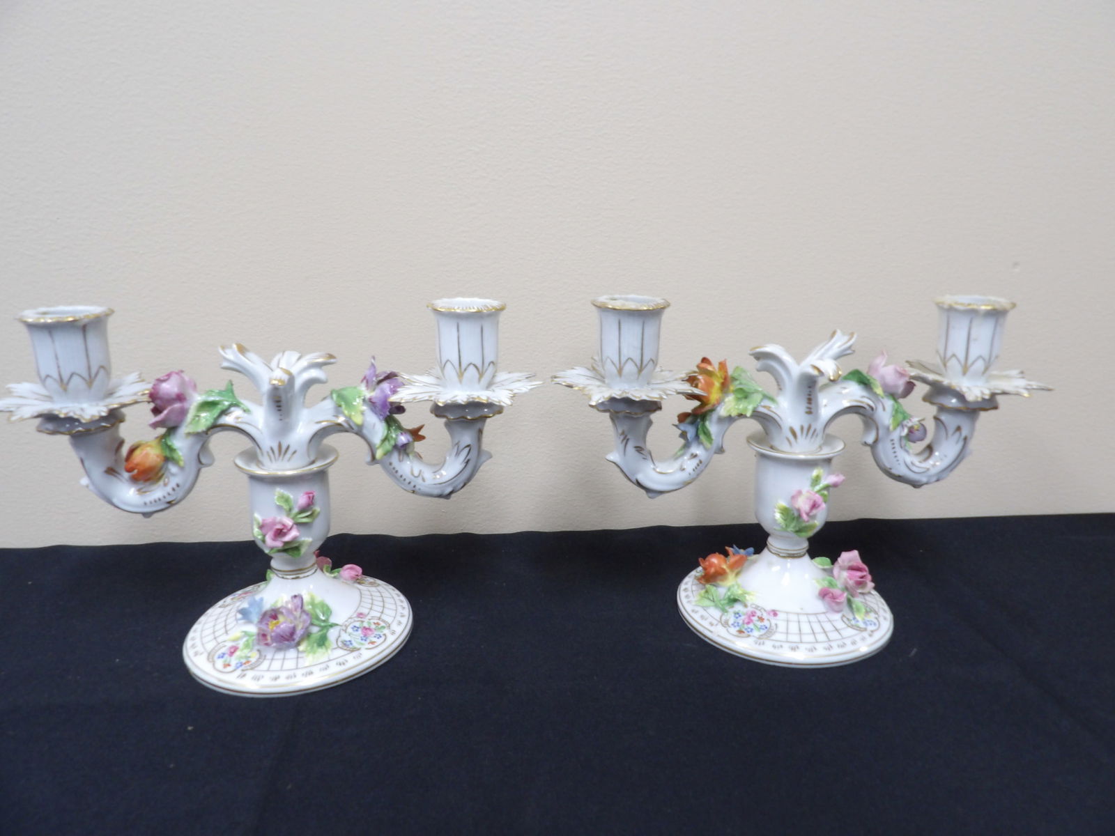 Dresden antique ornate pair of porcelain candle holders (1 of 9)