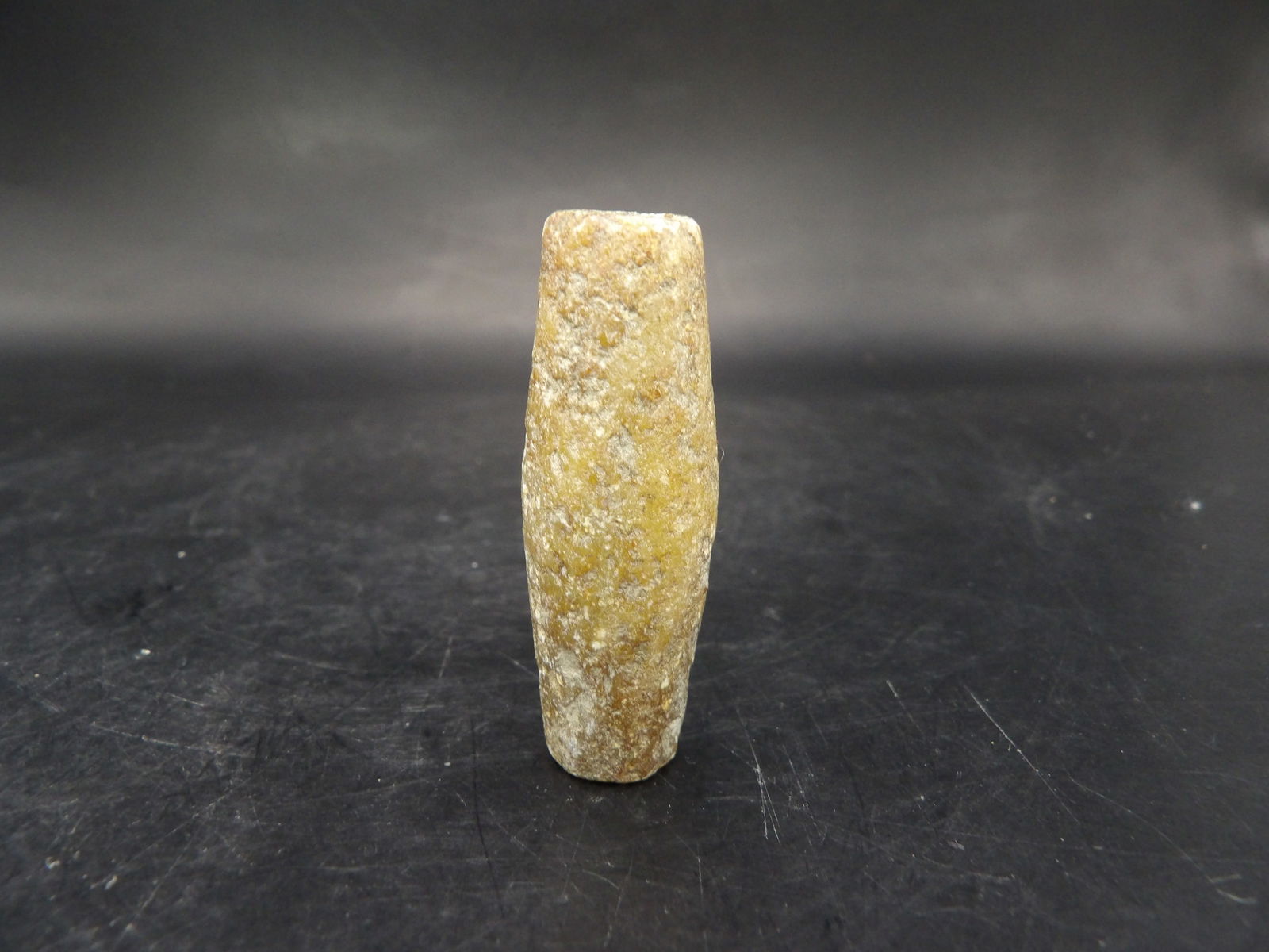 Chinese antique chicken bone jade tube: 1.8 inches length. 16 grams.