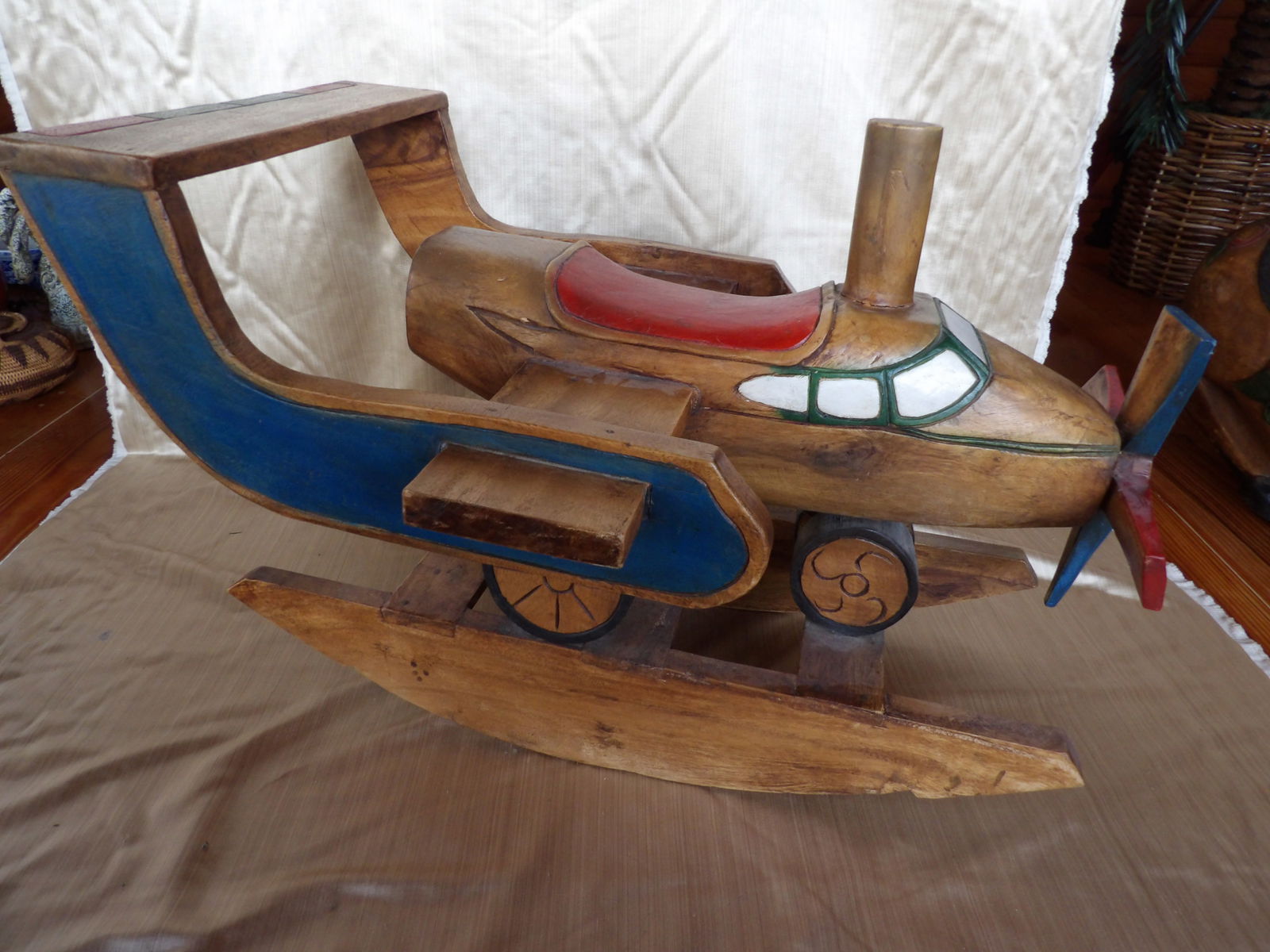 Vintage polychrome airplane shaped wood rocker (1 of 5)