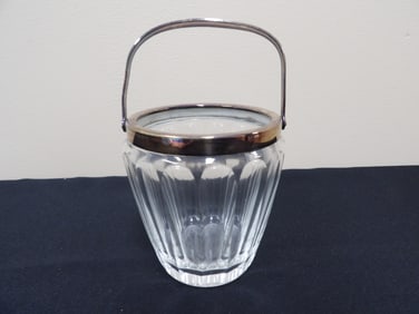 vintage German crystal bucket with handle