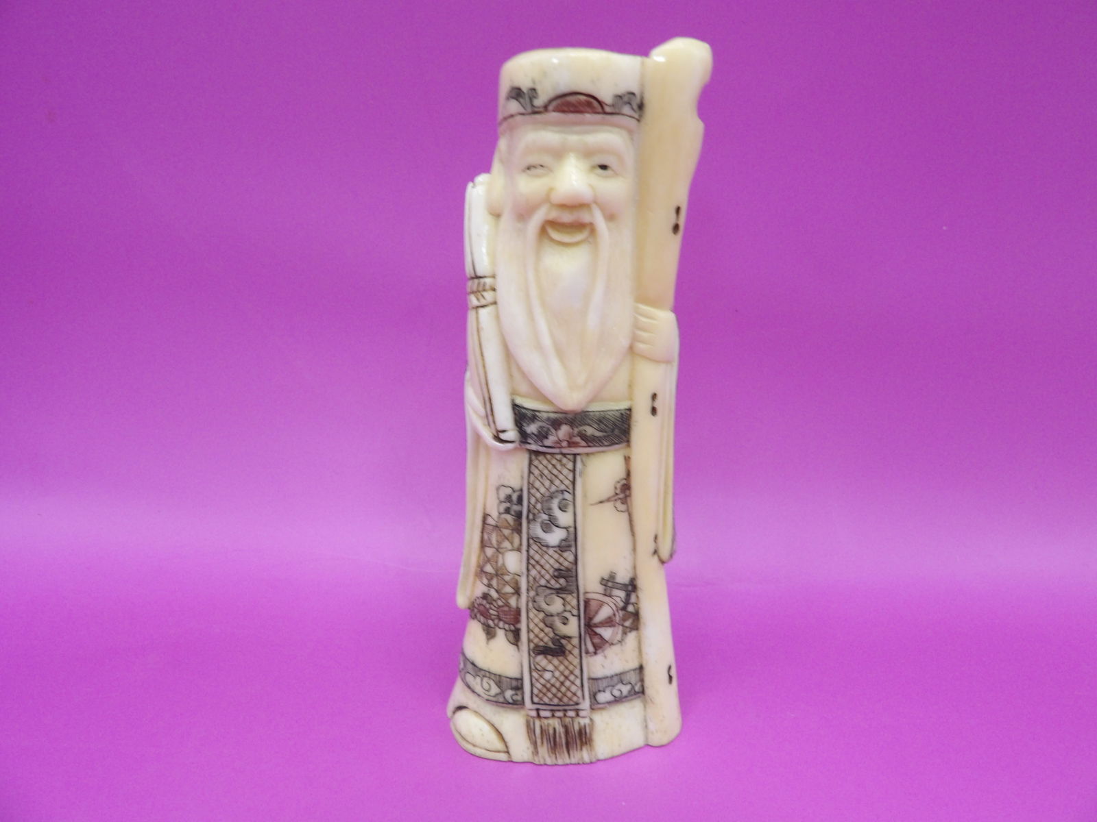 Fine Japanese natural material carving statue signed on the bottom (1 of 6)