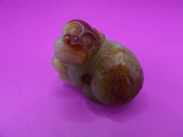 Chinese jade beast carved statue - Please choose self arranged shipping for in house shipping.