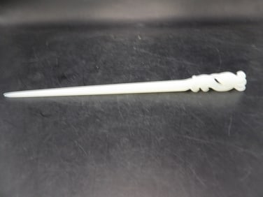 Chinese jade carved phoenix motif hair pin