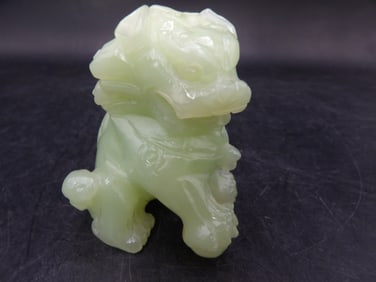 Chinese jade carved guardian lion statue