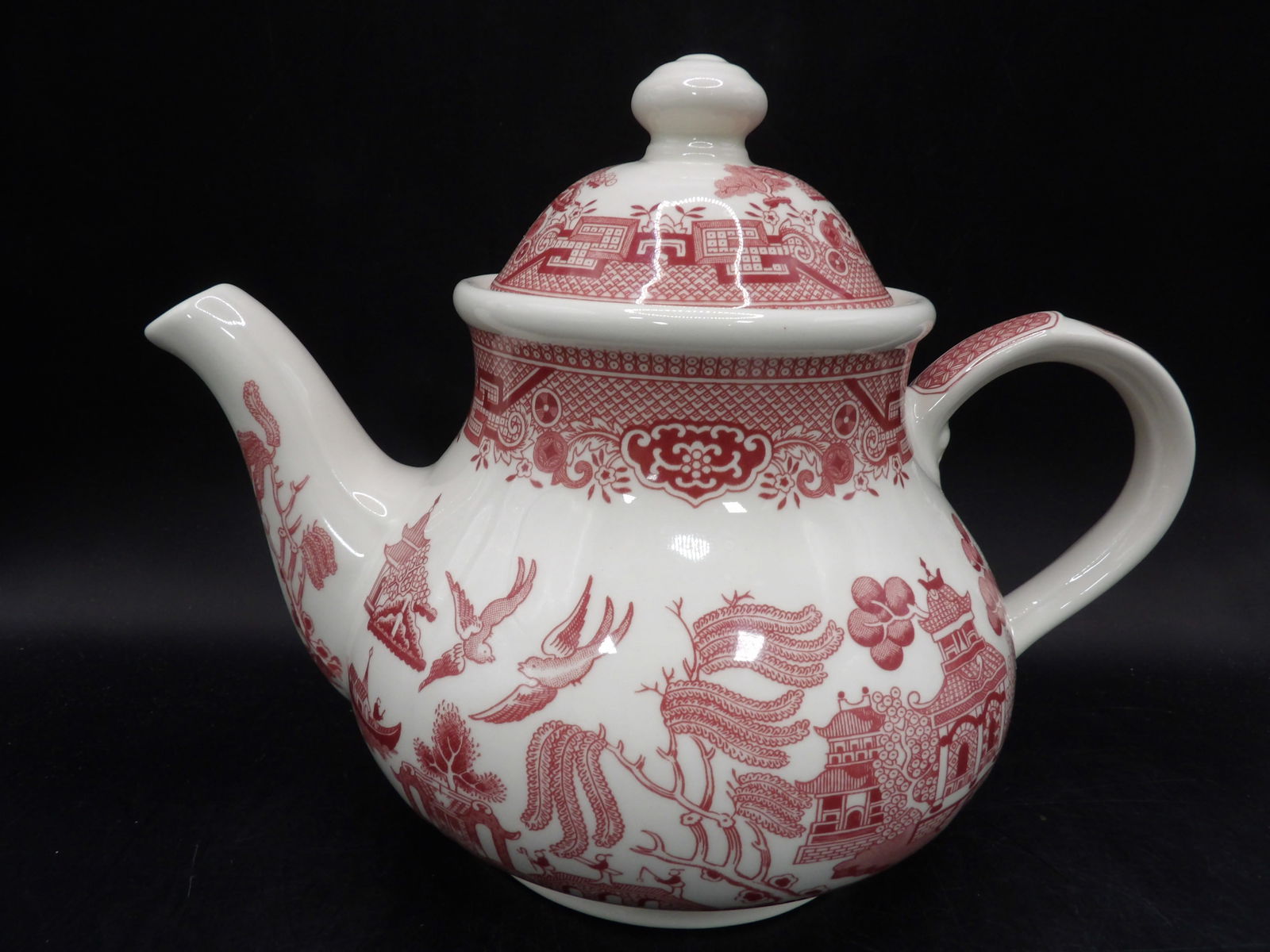 Churchill made in England Willow Rosa Pink large porcelain teapot (1 of 6)