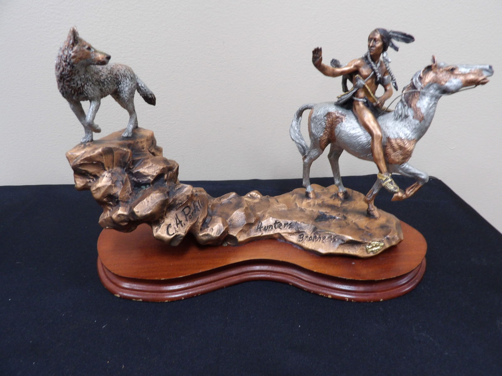 C. A. Pardell "Hunters Brothers" limited edition bronze and mixed metal sculpture (1 of 8)