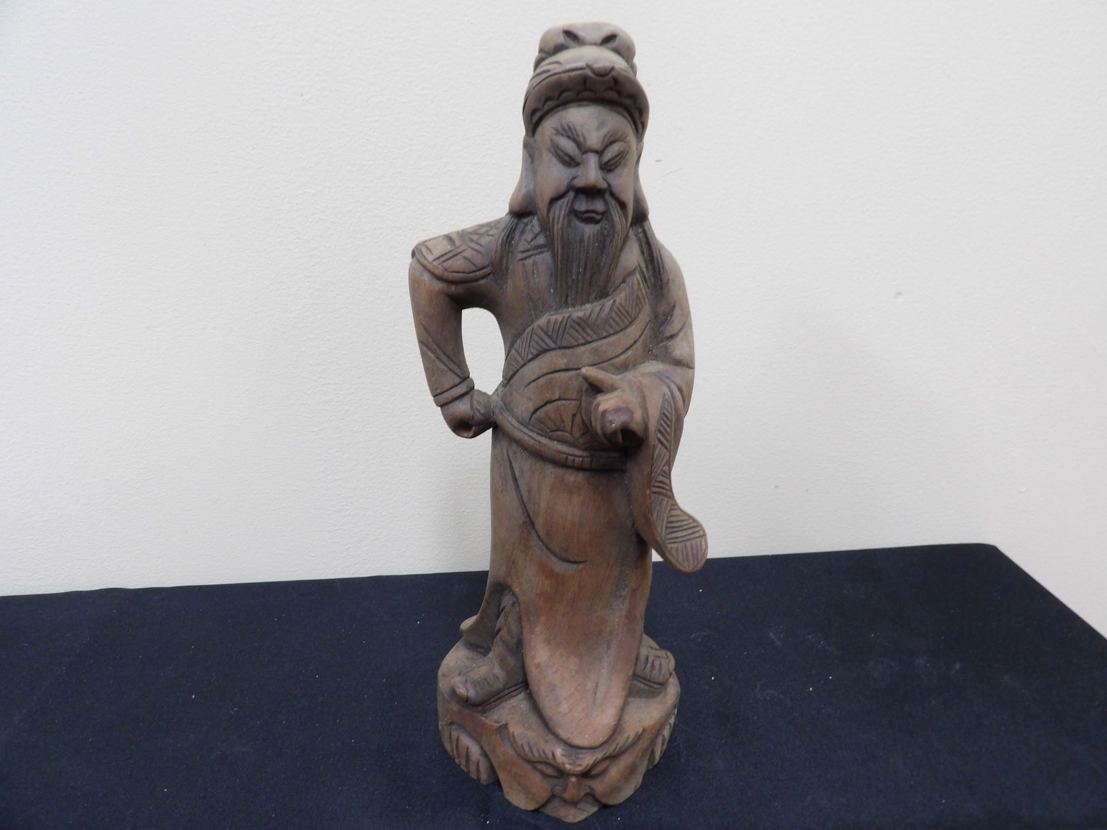 Chinese carved wooden warrior statue (1 of 6)