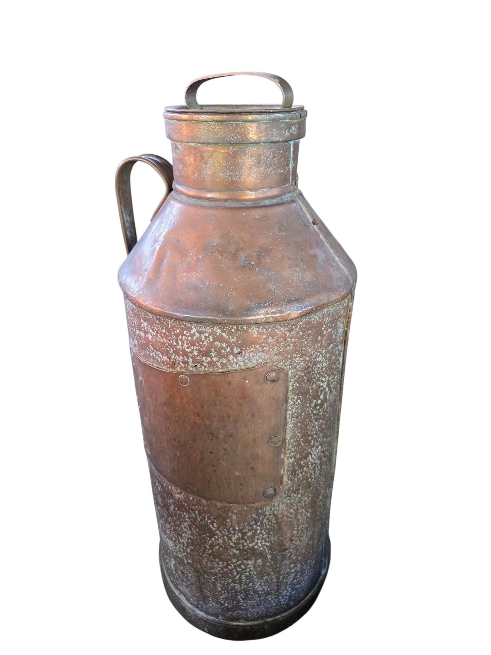 antique or vintage copper milk jar 24 inches height: Size is approx 10 x 10 x 24 inches.