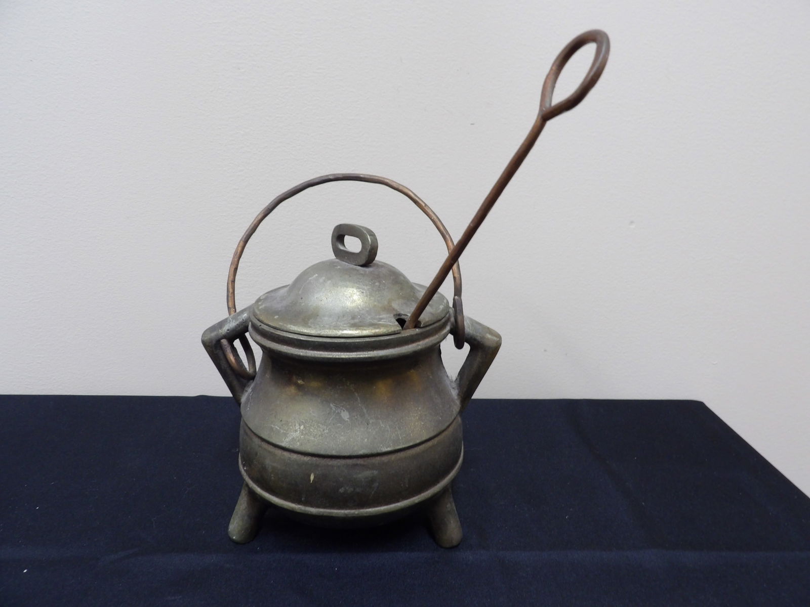 Antique bronze coated iron fire starter smudge pot with pumice wand (1 of 6)