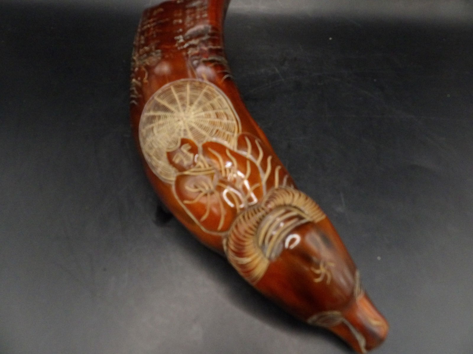 Chinese horn carving of a boy riding ox (1 of 5)