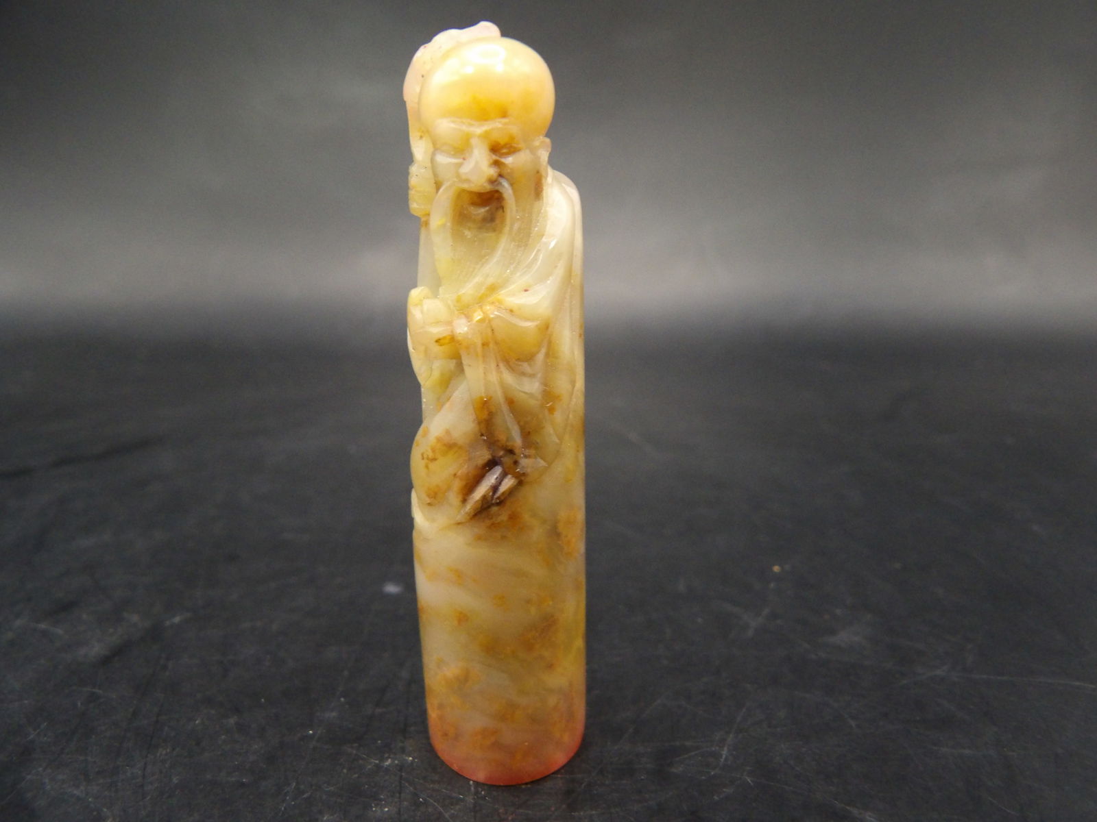 Chinese carved shoushan stone Longevity God stamp seal with padded box: 2 inches height.