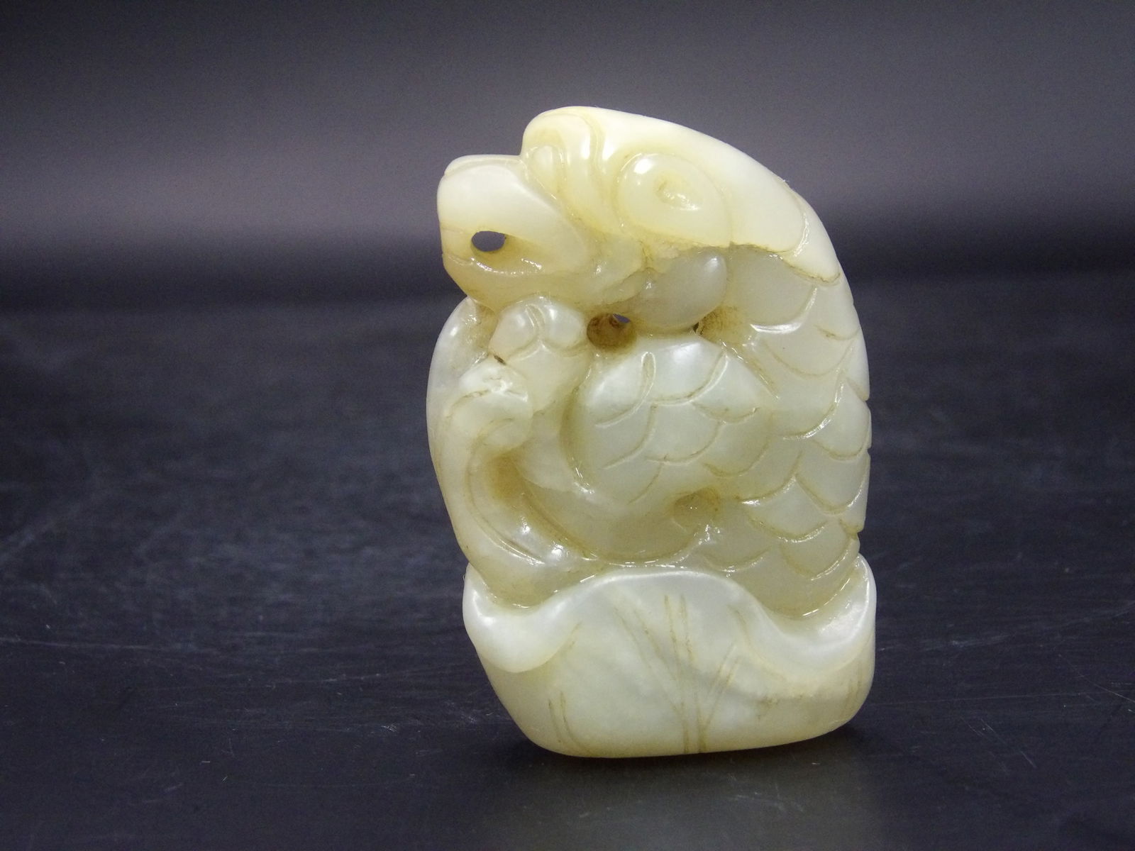 Fine Chinese Jade Carving 2.2 inches height: 2.2 x 1.6 x 0.5 inches. 78.9 grams.