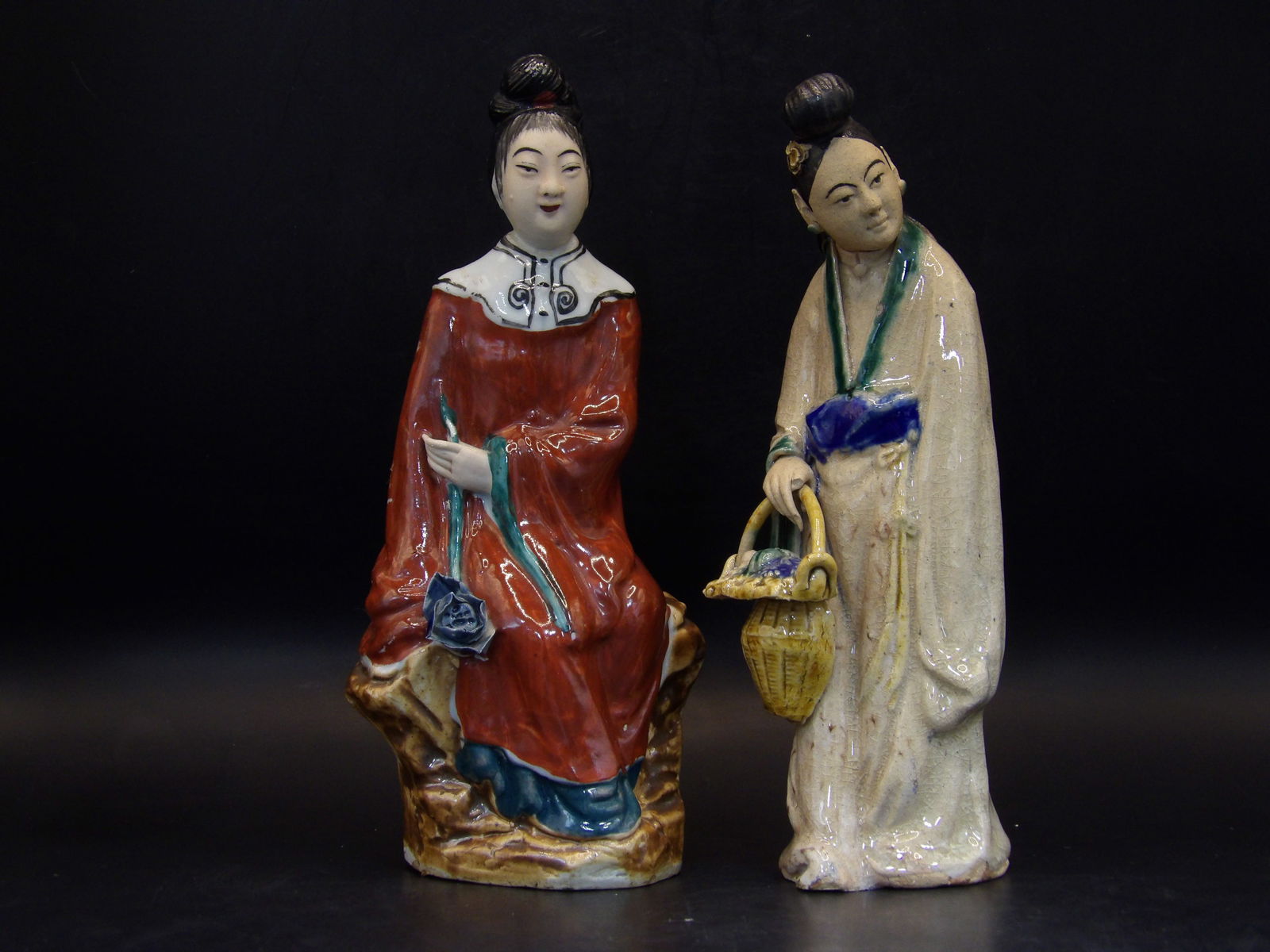 Lot of 2 Chinese Republic Era Porcelain Figurines famous maker Cai Xing Shun (1 of 5)
