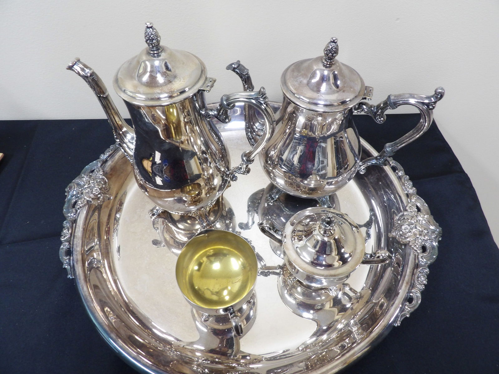 Wallace Baroque Plus 5 PC Silver Plate Tea Serving Set - 5
