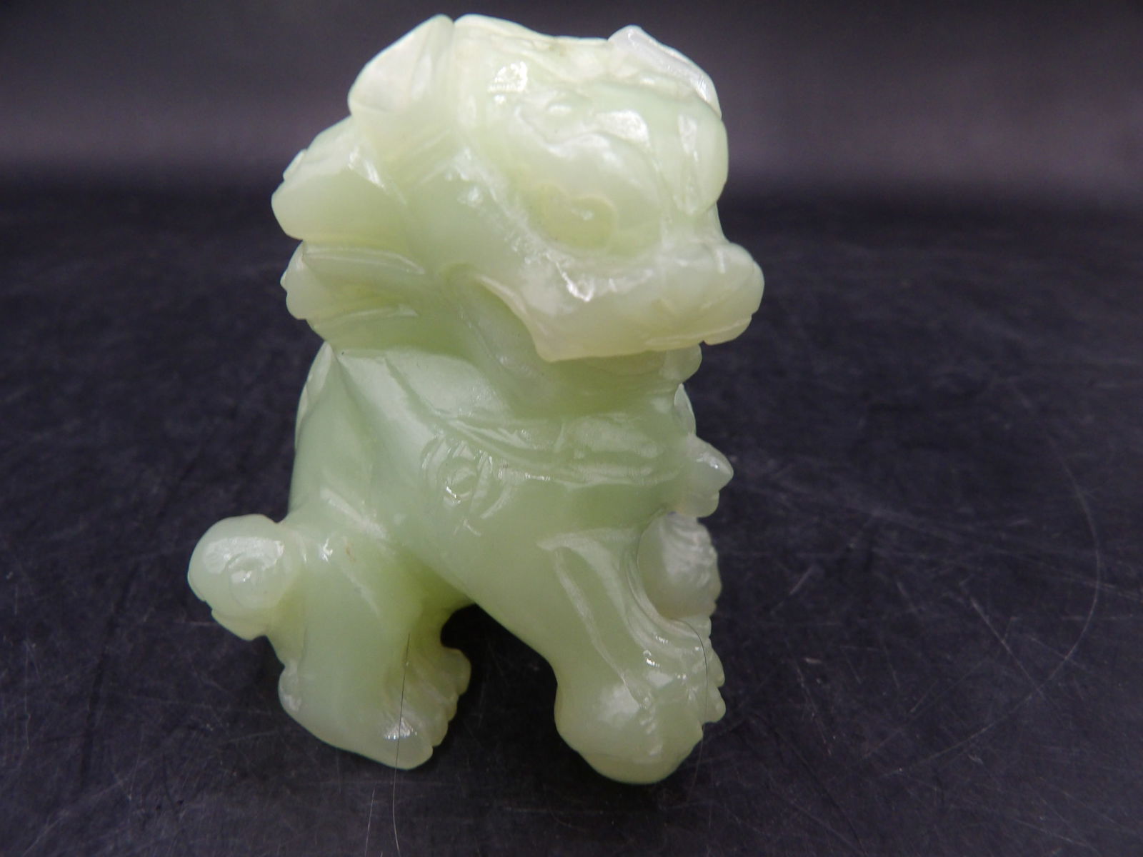 Chinese jade carved guardian lion statue (1 of 6)