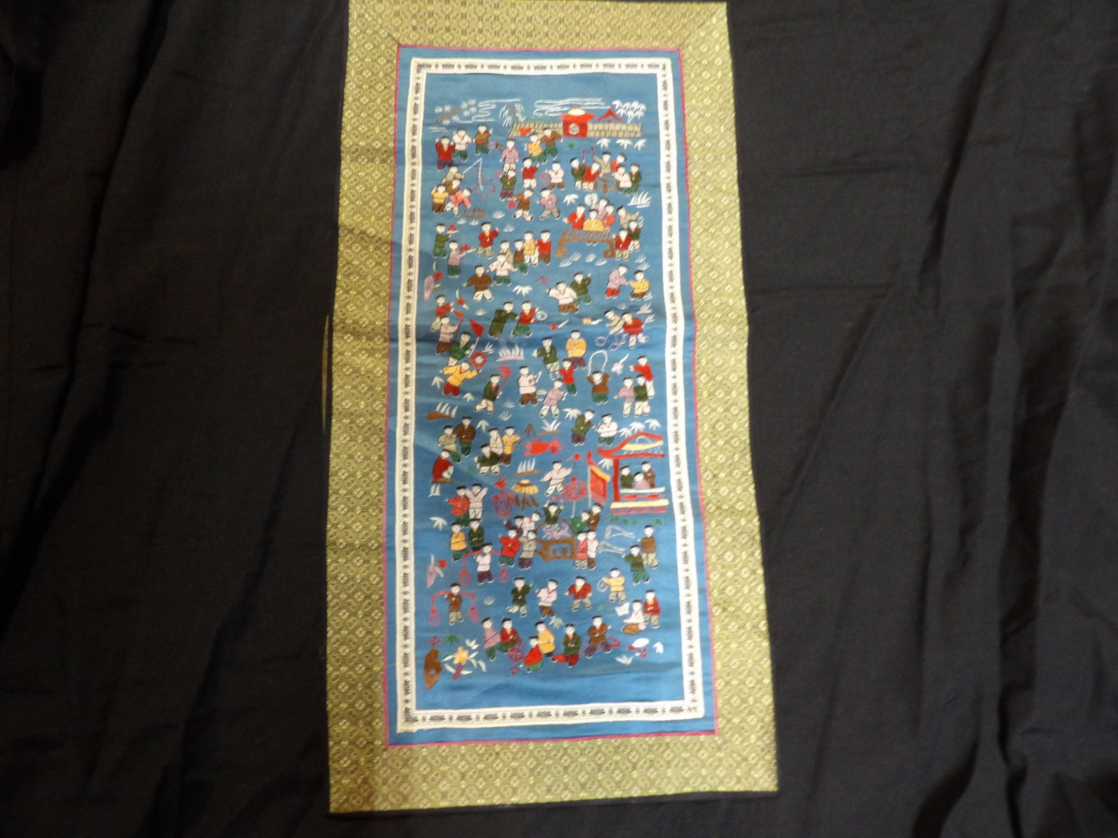 Chinese embroidery panel of many children playing scene (1 of 5)